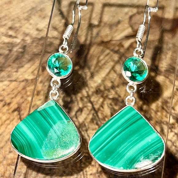 Green Malachite Earrings 2” - Picture 6 of 11